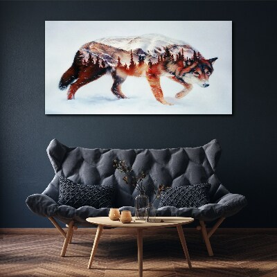 Foto auf leinwand Wolf in einer Winterlandschaft