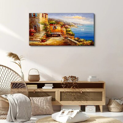 Foto auf leinwand Küstendorf in der Sonne