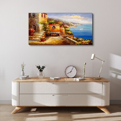 Foto auf leinwand Küstendorf in der Sonne