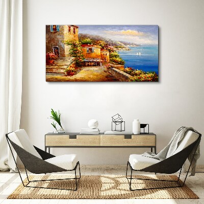 Foto auf leinwand Küstendorf in der Sonne