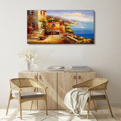 Foto auf leinwand Küstendorf in der Sonne