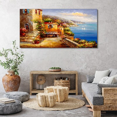 Foto auf leinwand Küstendorf in der Sonne