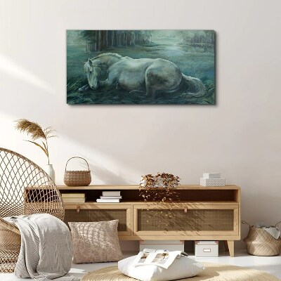 Bild auf leinwand Ein ruhiges Pferd in einer Waldlandschaft