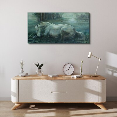 Bild auf leinwand Ein ruhiges Pferd in einer Waldlandschaft