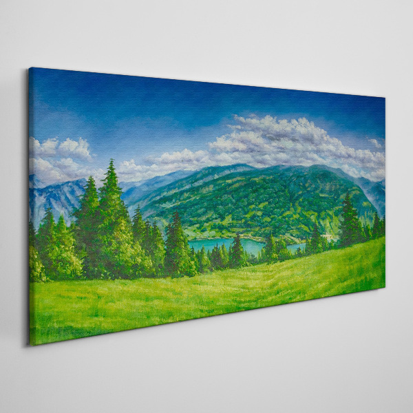 Foto auf leinwand Grüne Berglandschaft im Sommer