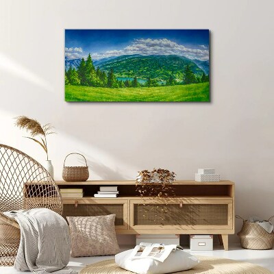 Foto auf leinwand Grüne Berglandschaft im Sommer