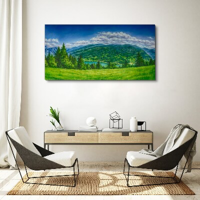 Foto auf leinwand Grüne Berglandschaft im Sommer