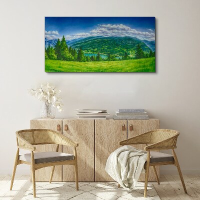Foto auf leinwand Grüne Berglandschaft im Sommer