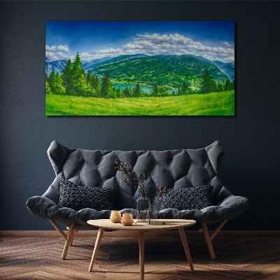 Foto auf leinwand Grüne Berglandschaft im Sommer