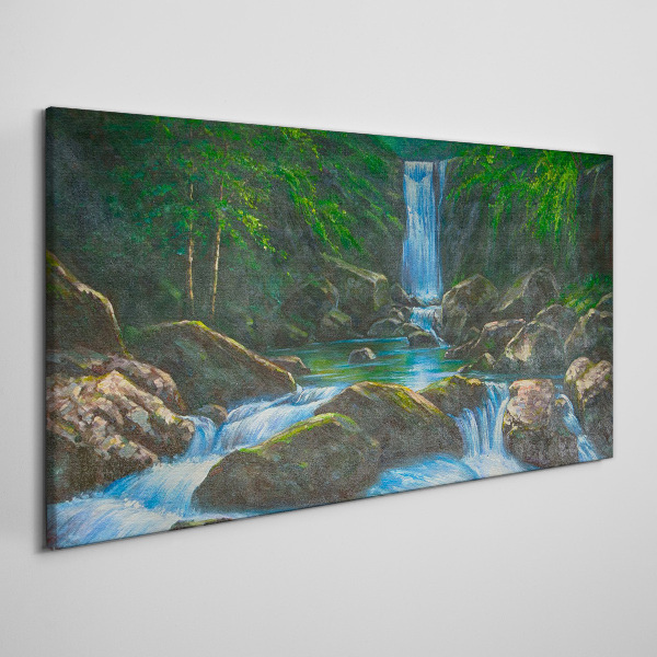 Foto auf leinwand Ein friedlicher Wasserfall in einer Waldlandschaft