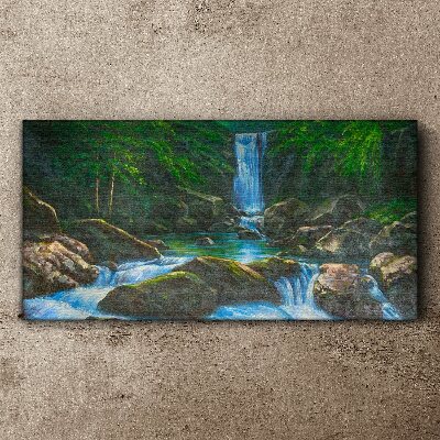 Foto auf leinwand Ein friedlicher Wasserfall in einer Waldlandschaft