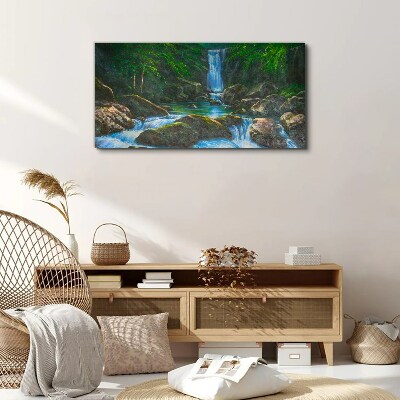 Foto auf leinwand Ein friedlicher Wasserfall in einer Waldlandschaft