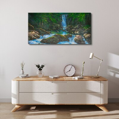 Foto auf leinwand Ein friedlicher Wasserfall in einer Waldlandschaft