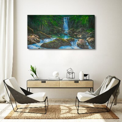 Foto auf leinwand Ein friedlicher Wasserfall in einer Waldlandschaft