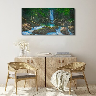 Foto auf leinwand Ein friedlicher Wasserfall in einer Waldlandschaft