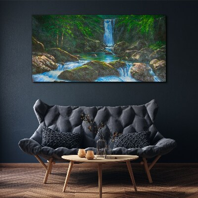 Foto auf leinwand Baumfelsenwasserfall