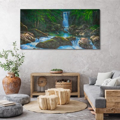 Foto auf leinwand Ein friedlicher Wasserfall in einer Waldlandschaft