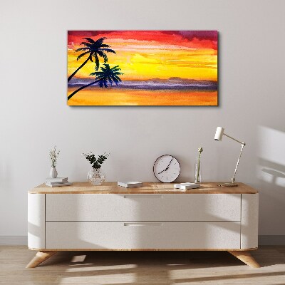 Wandbild Tropischer Sonnenuntergang über dem Strand