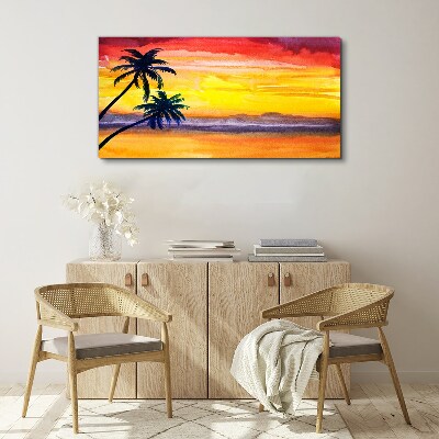 Wandbild Tropischer Sonnenuntergang über dem Strand