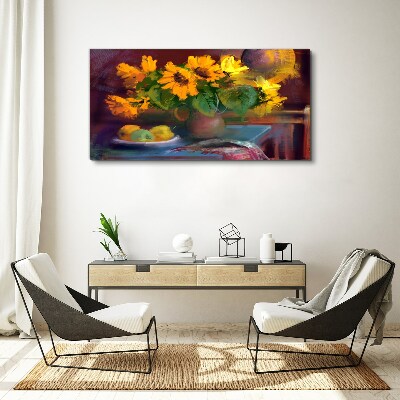 Foto auf leinwand Sonnenblumen in einer Vase