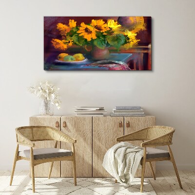 Foto auf leinwand Sonnenblumen in einer Vase