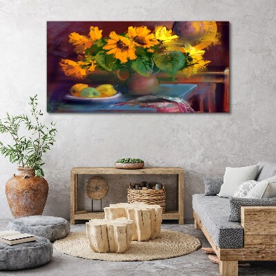 Foto auf leinwand Sonnenblumen in einer Vase