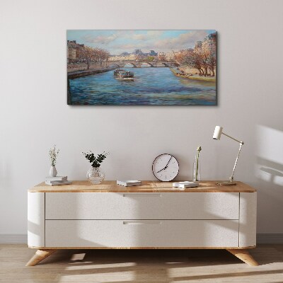 Foto auf leinwand Brücke über den Fluss in Paris