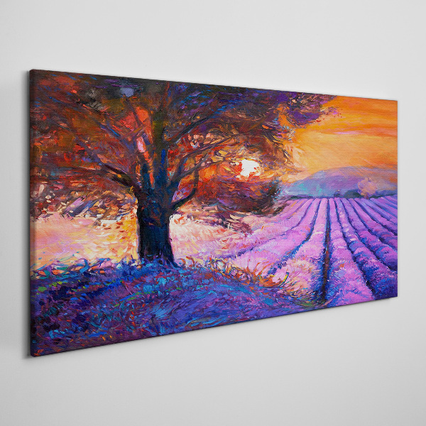 Foto leinwand Lila Landschaft bei Sonnenuntergang