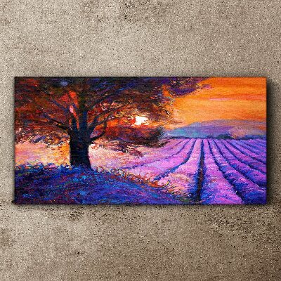 Foto leinwand Lila Landschaft bei Sonnenuntergang