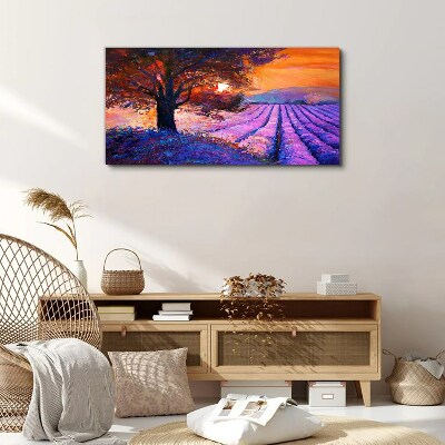 Foto leinwand Lila Landschaft bei Sonnenuntergang