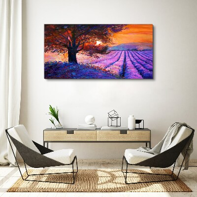 Foto leinwand Lila Landschaft bei Sonnenuntergang