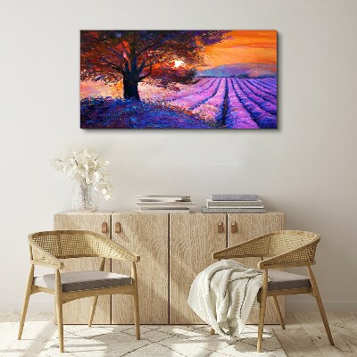 Foto leinwand Lila Landschaft bei Sonnenuntergang
