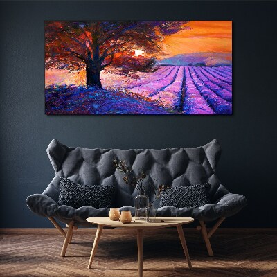 Foto leinwand Lila Landschaft bei Sonnenuntergang