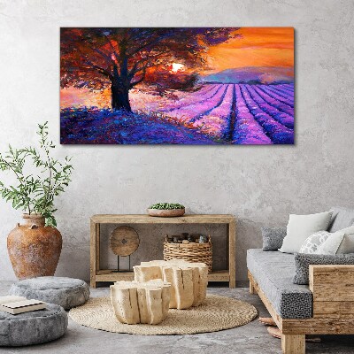 Foto leinwand Lila Landschaft bei Sonnenuntergang