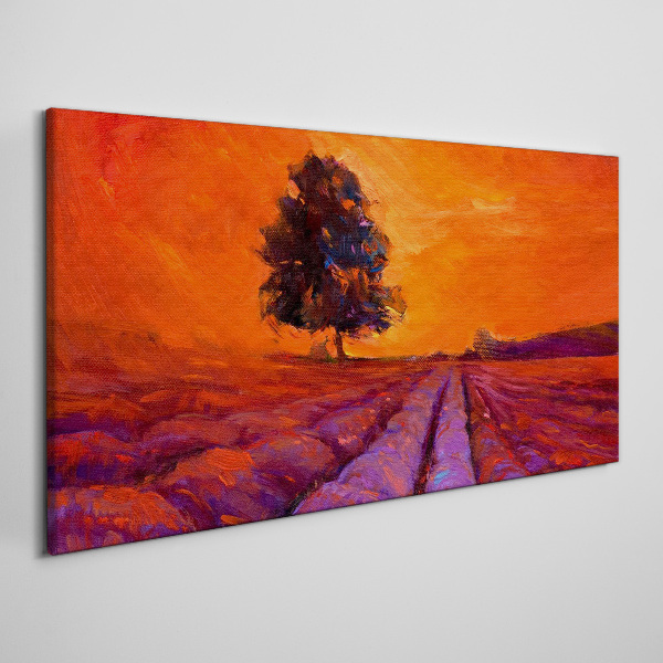 Foto auf leinwand Sonnenuntergang über den Feldern