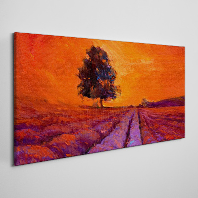 Foto auf leinwand Sonnenuntergang über den Feldern