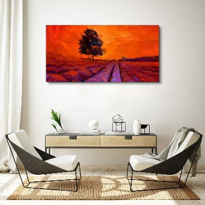 Foto auf leinwand Sonnenuntergang über den Feldern