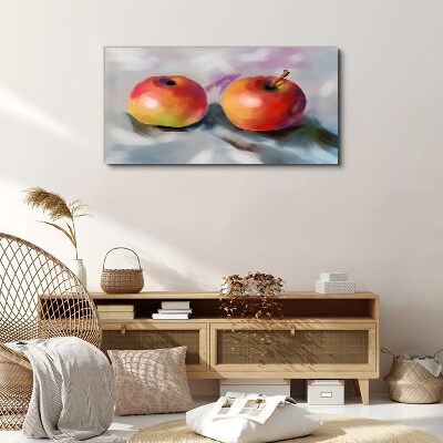 Foto auf leinwand Saftige Äpfel auf pastellfarbenem Hintergrund