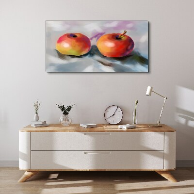 Foto auf leinwand Saftige Äpfel auf pastellfarbenem Hintergrund