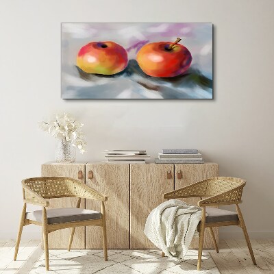 Foto auf leinwand Saftige Äpfel auf pastellfarbenem Hintergrund