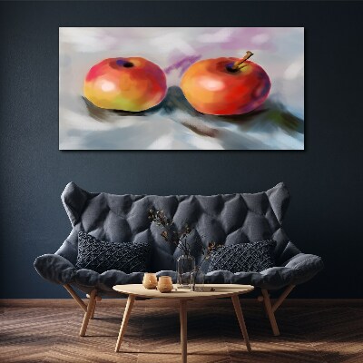 Foto auf leinwand Saftige Äpfel auf pastellfarbenem Hintergrund