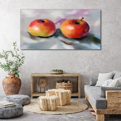 Foto auf leinwand Saftige Äpfel auf pastellfarbenem Hintergrund