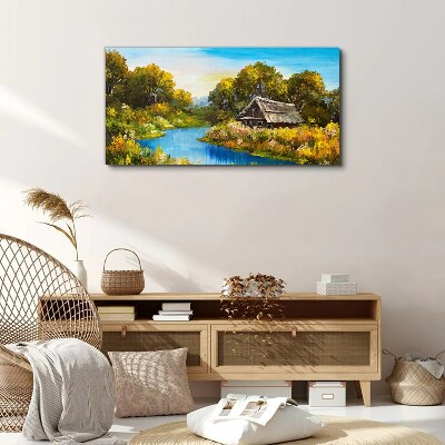 Bild auf leinwand Friedliche ländliche Landschaft im Sommer