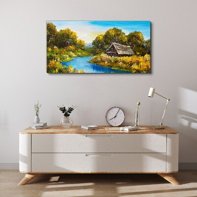Bild auf leinwand Friedliche ländliche Landschaft im Sommer