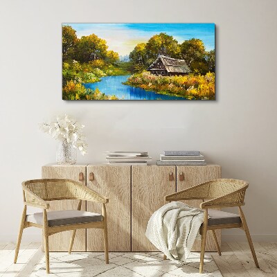Bild auf leinwand Friedliche ländliche Landschaft im Sommer