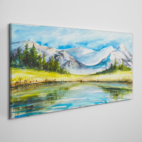 Bild auf leinwand See, Berge, Waldlandschaft