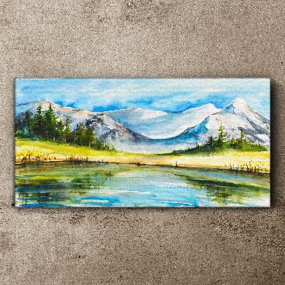 Bild auf leinwand See, Berge, Waldlandschaft