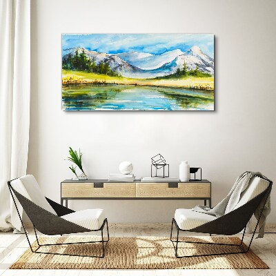 Bild auf leinwand See, Berge, Waldlandschaft