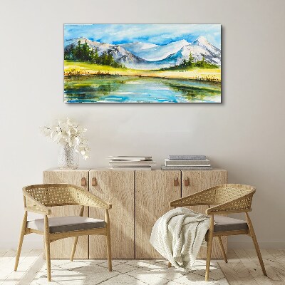 Bild auf leinwand See, Berge, Waldlandschaft