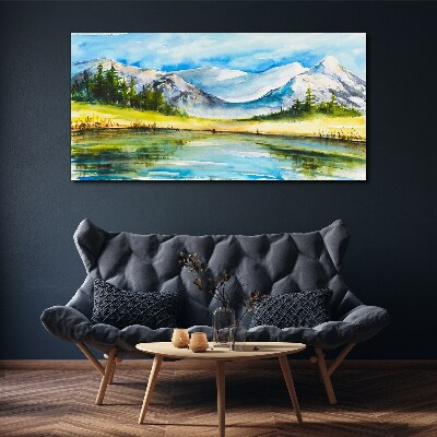 Bild auf leinwand See, Berge, Waldlandschaft